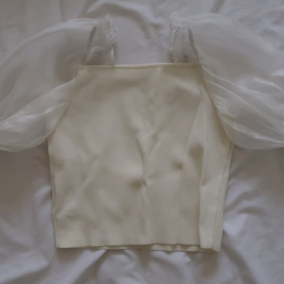 J.ING Simone White Puff Sleeve Top - S / White - Picture 3 of 6